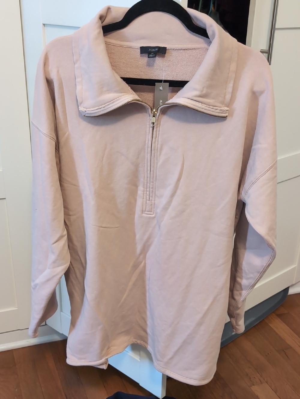 J. Crew Blush Pink Quarter Zip Oversized Sweatshirt